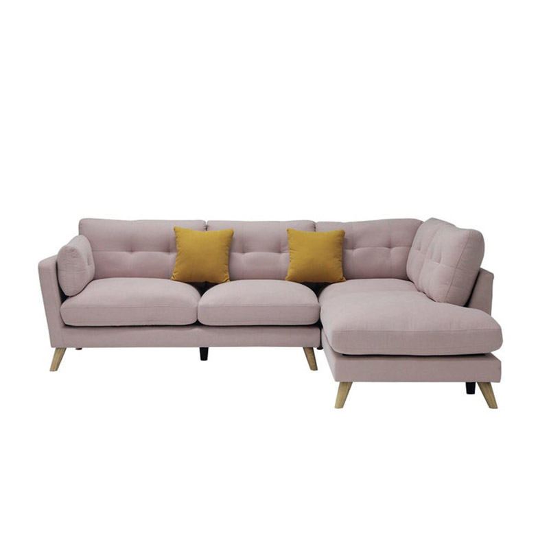 Cornetto Sofa - Right Corner - Rubber Wood/Pink