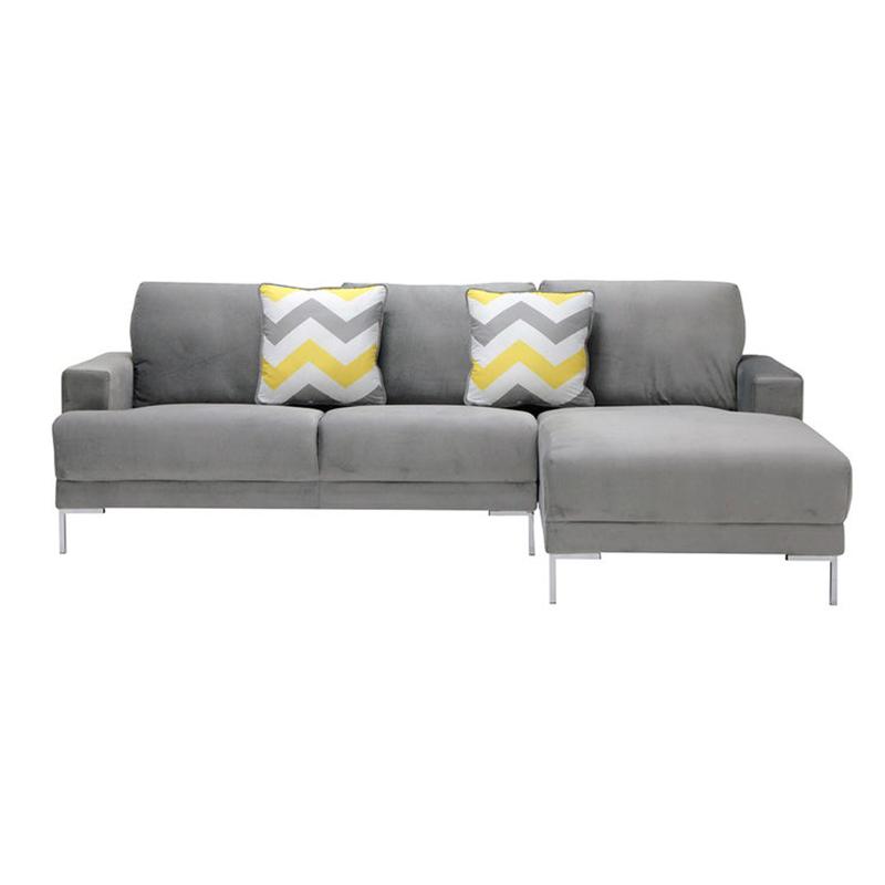 Hammy Sofa - Right Corner - Grey Velvet/Yellow Pattern